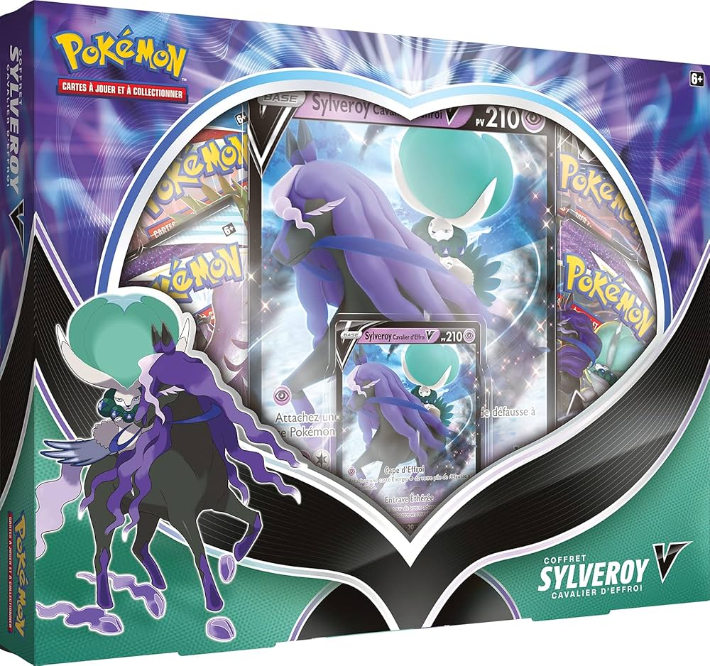 JCC Coffret Pokémon Sylveroy V Cavalier d’Effroi carte promo, jumbo et boosters