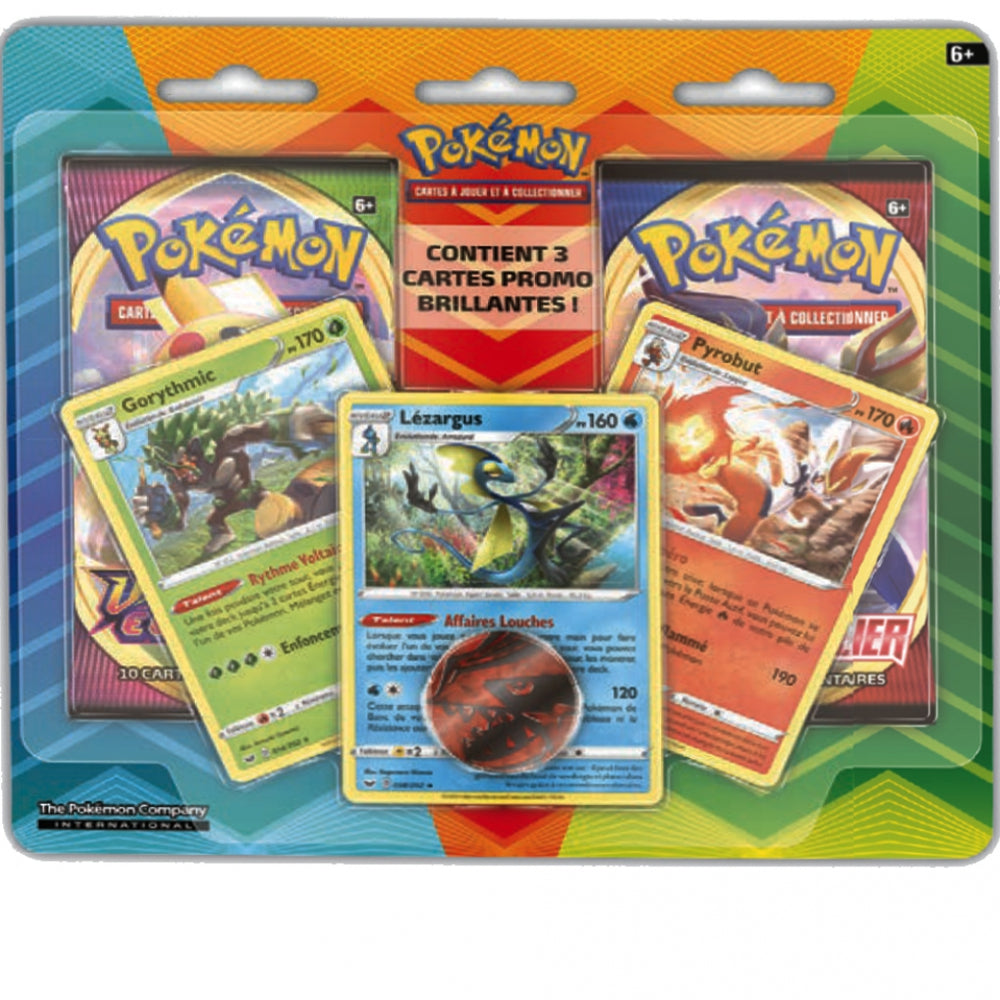 Pokémon Duo Pack 2 Boosters + 3 Cartes Promo Brillantes Gorythmic, Lézargus & Pyrobut